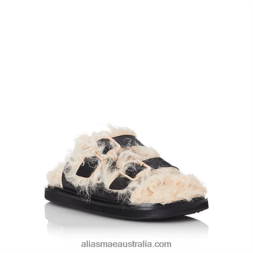 Patti Alias Mae Black/Natural Shearling/Leather DFRBR154